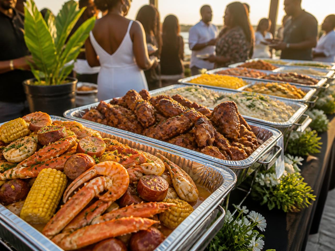 Rolling Bites catering spread laid out for a large event
